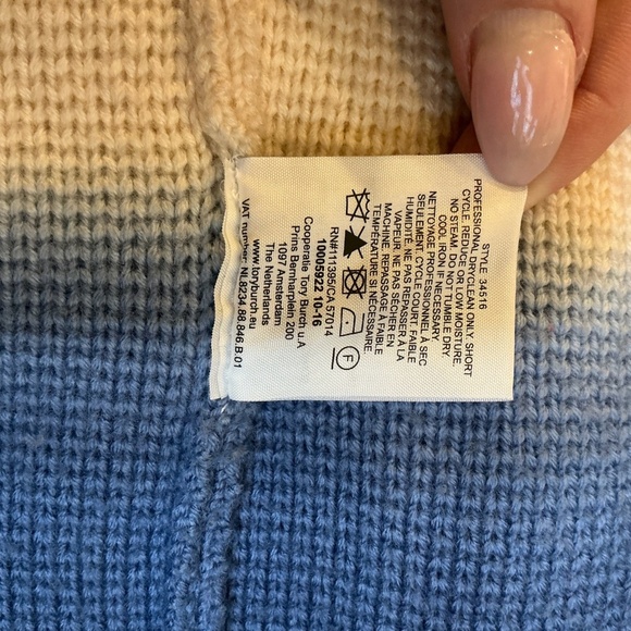 Tory Burch Ombre Gradient Double Breasted Wool Jacket Blue White Size M - Picture 14 of 14